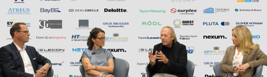 Diskussionsrunde beim Online-Salon im Rahmen des 15. Internationalen Symposiums Restrukturierung: Christoph Konow, Simone Kaldenbach, Markus Exler und Romana Weber-Wilfert (von links).